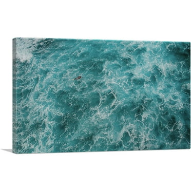 ARTCANVAS Swimmer inside Ocean Canvas Art Print - Size: 26" x 18" (0.75" Deep)