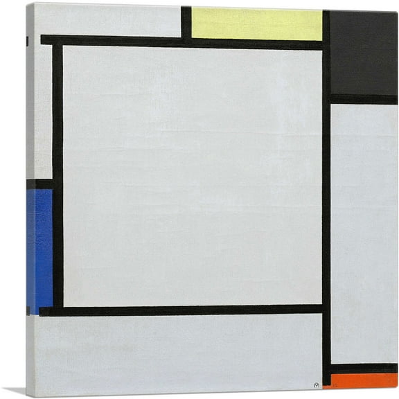 ARTCANVAS Tableau 2 1922 Canvas Art Print by Piet Mondrian - Size: 18" x 18" (0.75" Deep)