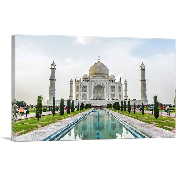 ARTCANVAS Taj Mahal Palace in Agra India Canvas Art Print - Size: 12" x 8" (0.75" Deep)