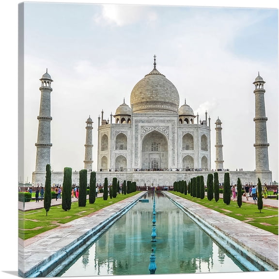ARTCANVAS Taj Mahal Palace in Agra India Square Canvas Art Print - Size: 12" x 12" (1.50" Deep)