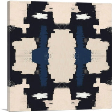ARTCANVAS Tan Navy Blue Black Modern Canvas Art Print - Size: 18" x 18" (0.75" Deep)