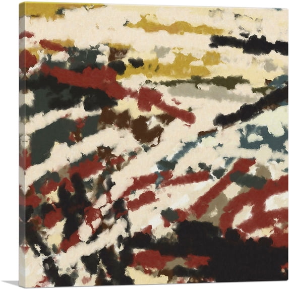 ARTCANVAS Tan Olive Mustard Magenta Modern Canvas Art Print - Size: 36" x 36" (1.50" Deep)