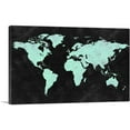 thumbnail image 1 of ARTCANVAS Teal Black World Map Canvas Art Print - Size: 60" x 40" (1.50" Deep) (3-Piece), 1 of 9