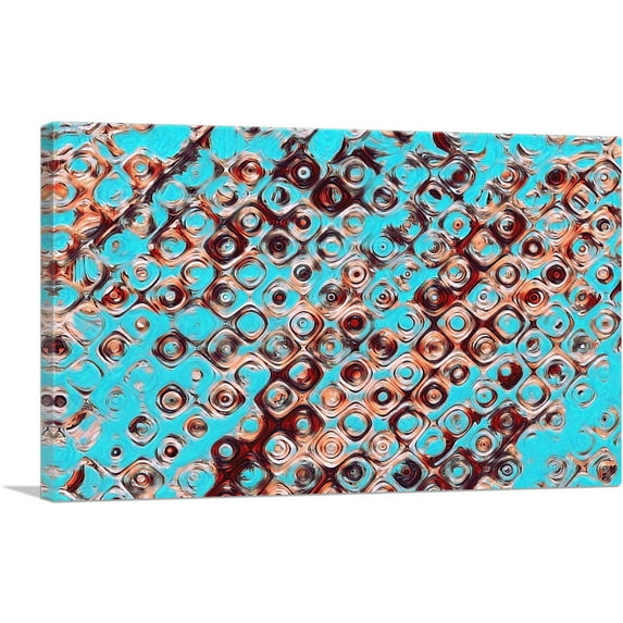 ARTCANVAS Teal Brown Tan Shapes Modern Canvas Art Print - Size: 26" x 18" (0.75" Deep)