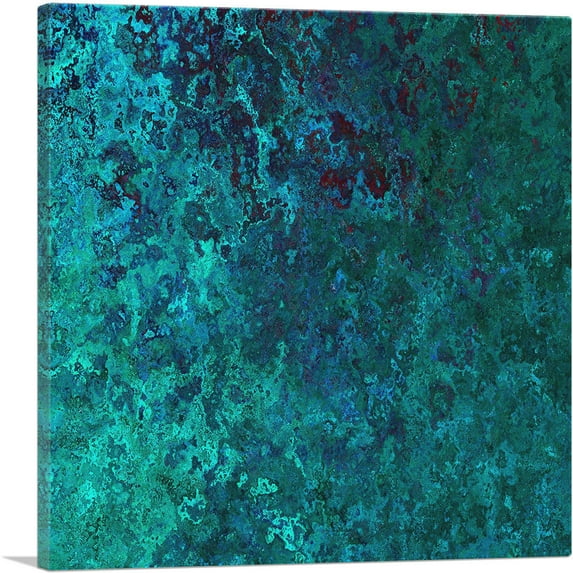 ARTCANVAS Teal Stone Modern Canvas Art Print - Size: 12" x 12" (1.50" Deep)