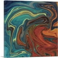thumbnail image 1 of ARTCANVAS Teal and Orange Melted Wave Square Canvas Art Print - Size: 26" x 26" (1.50" Deep), 1 of 9