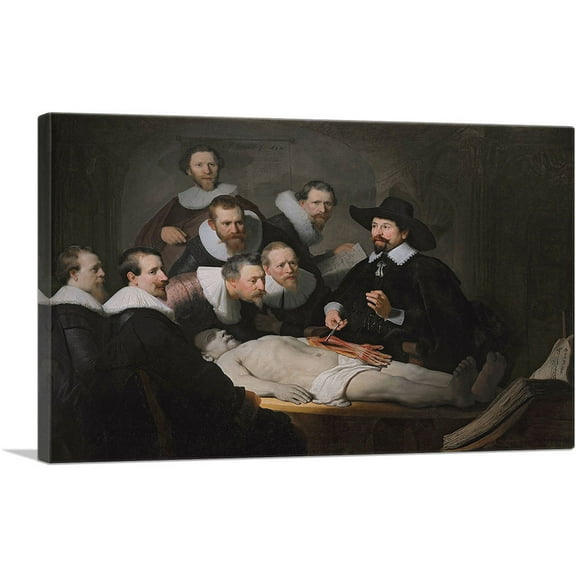 ARTCANVAS The Anatomy Lesson of Dr Nicolaes Tulp 1632 Canvas Art Print by Rembrandt van Rijn - Size: 18" x 12" (0.75" Deep)