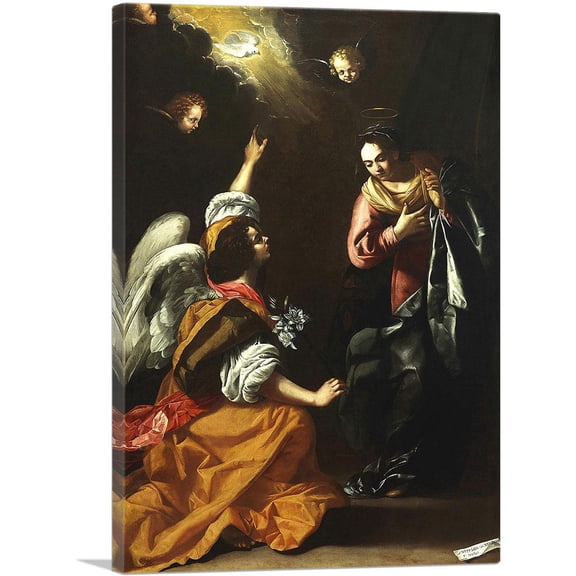 ARTCANVAS The Annunciation 1630 Canvas Art Print by Artemisia Gentileschi - Size: 12" x 8" (0.75" Deep)