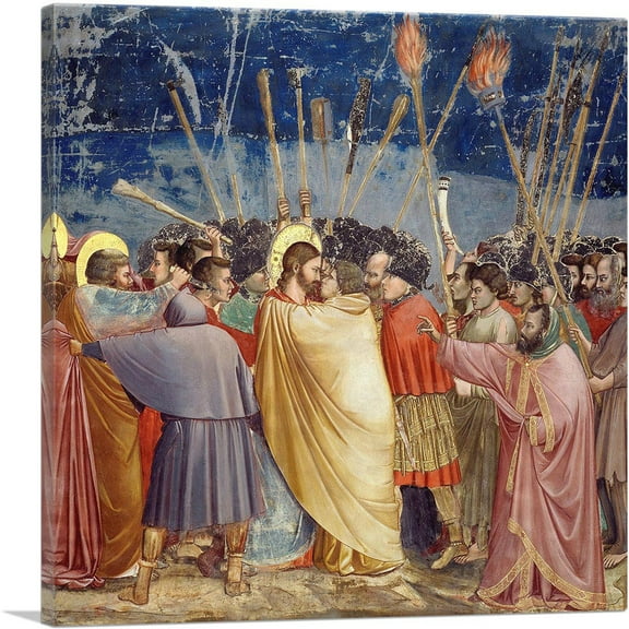 ARTCANVAS The Arrest of Christ - Kiss of Judas Canvas Art Print by Giotto di Bondone - Size: 18" x 18" (0.75" Deep)