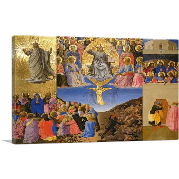 ARTCANVAS The Ascension Of Christ The Last Judgement Pentecost Canvas Art Print by Fra Angelico - Size: 12" x 8" (0.75" Deep)