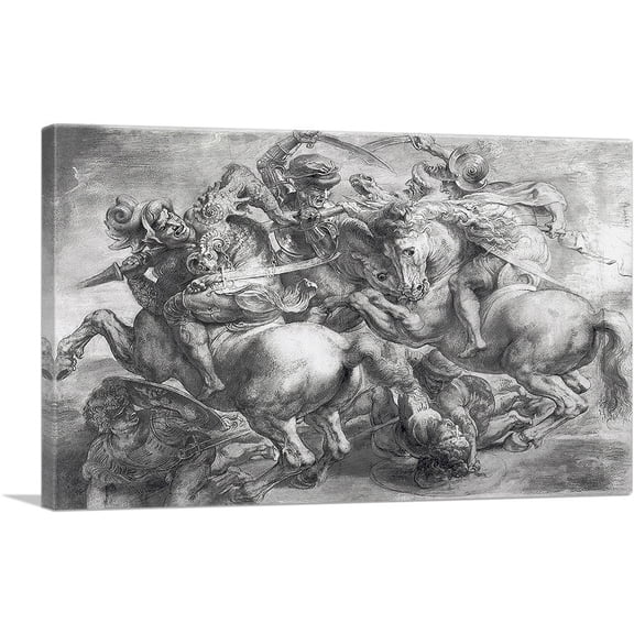 ARTCANVAS The Battle of Anghiari after Leonardo Da Vinci Canvas Art Print by Peter Paul Rubens - Size: 40" x 26" (1.50" Deep)
