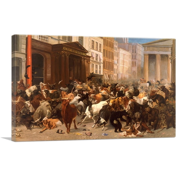 ARTCANVAS The Bulls and Bears in the Market 1879 Canvas Art Print by William Holbrook Beard - Size: 40" x 26" (1.50" Deep)
