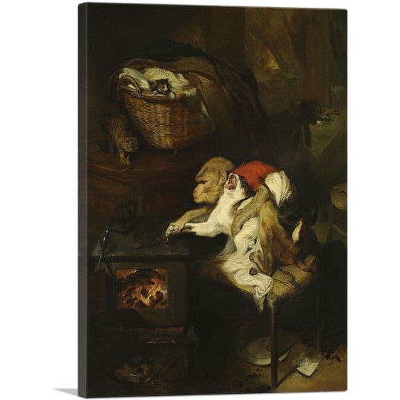 ARTCANVAS The Cat's Paw 1824 Canvas Art Print by Edwin Henry Landseer - Size: 12" x 8" (0.75" Deep)