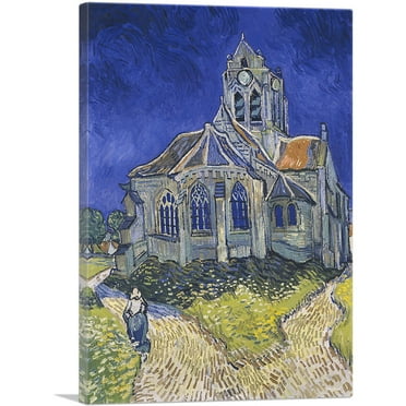 ARTCANVAS The Church at Auvers 1890 Canvas Art Print by Vincent Van Gogh - Size: 26" x 18" (0.75" Deep)