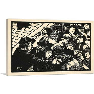 ARTCANVAS The Crowd In Paris Canvas Art Print by Felix Vallotton - Size: 26" x 18" (0.75" Deep)