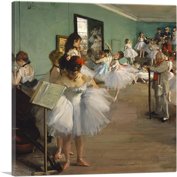 ARTCANVAS The Dance Class 1874 Canvas Art Print by Edgar Degas - Size: 12" x 12" (0.75" Deep)