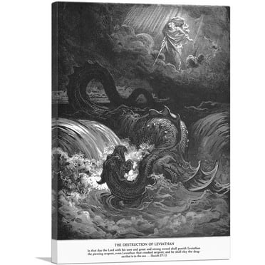 ARTCANVAS The Destruction Of Leviathan Canvas Art Print by Gustave Dore - Size: 26" x 18" (0.75" Deep)