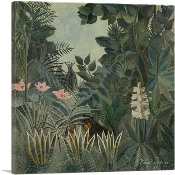 ARTCANVAS The Equatorial Jungle 1909 Canvas Art Print by Henri Rousseau - Size: 36" x 36" (1.50" Deep)