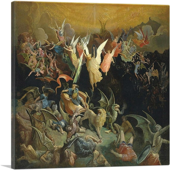 ARTCANVAS The Fall Of The Rebel Angels 1871 Canvas Art Print by Gustave Dore - Size: 12" x 12" (1.50" Deep)