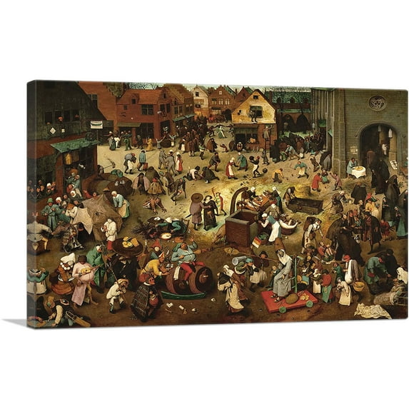 ARTCANVAS The Fight Between Carnival and Lent 1559 Canvas Art Print by Pieter Bruegel the Elder - Size: 60" x 40" (0.75" Deep) (3-Piece)