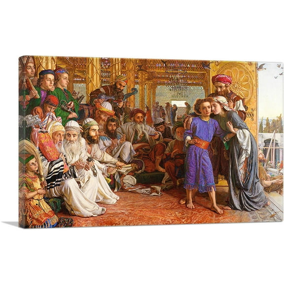 ARTCANVAS The Finding of the Saviour in the Temple 1855 Canvas Art Print by William Holman Hunt - Size: 26" x 18" (0.75" Deep)