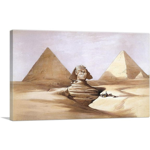 ARTCANVAS The Great Sphinx And Pyramids Of Giza 1839 Canvas Art Print by David Roberts - Size: 26" x 18" (0.75" Deep)