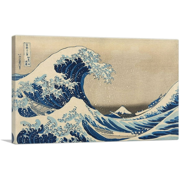 ARTCANVAS The Great Wave off the Coast of Kanagawa 1829 Canvas Art Print by Katsushika Hokusai - Size: 26" x 18" (0.75" Deep)
