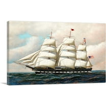 ARTCANVAS The Great Western of the Black Ball Line at Sea Under Full Sail Canvas Art Print by Antonio Jacobsen - Size: 26" x 18" (0.75" Deep)
