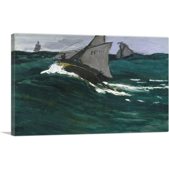 ARTCANVAS The Green Wave 1866 Canvas Art Print by Claude Monet - Size: 26" x 18" (1.50" Deep)