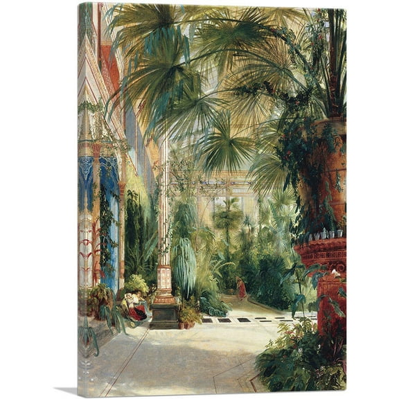 ARTCANVAS The Interior Of The Palm House 1832 Canvas Art Print by Carl Blechen - Size: 26" x 18" (0.75" Deep)