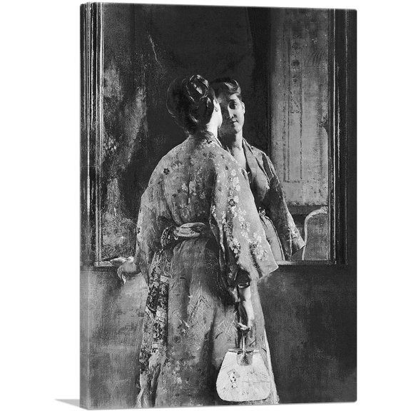 ARTCANVAS The Japanese Robe 1872 Canvas Art Print by Alfred Stevens - Size: 26" x 18" (0.75" Deep)