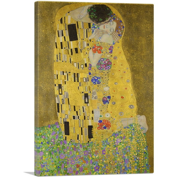 ARTCANVAS The Kiss - Rectangle 1907 Canvas Art Print by Gustav Klimt - Size: 40" x 26" (0.75" Deep)