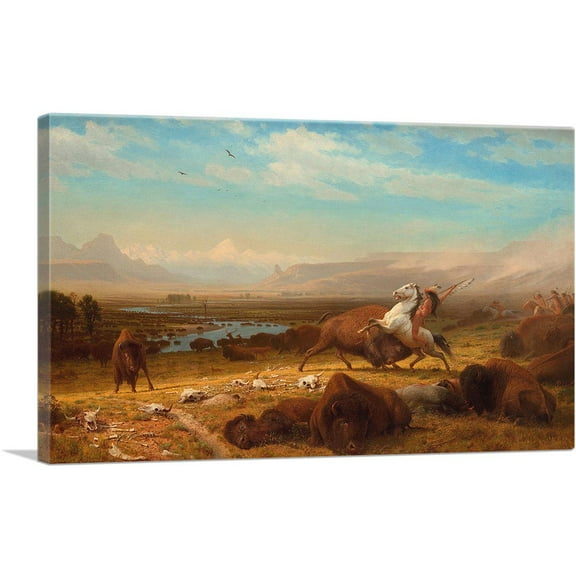 ARTCANVAS The Last Of The Buffalo Canvas Art Print by Albert Bierstadt - Size: 26" x 18" (0.75" Deep)