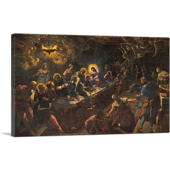 ARTCANVAS The Last Supper 1592 Canvas Art Print by Jacopo Robusti - Tintoretto - Size: 26" x 18" (1.50" Deep)