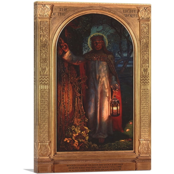 ARTCANVAS The Light Of The World 1851 (St Paul's Cathedral Version) (With Printed Frame) Canvas Art Print by William Holman Hunt - Size: 40" x 26" (0.75" Deep)