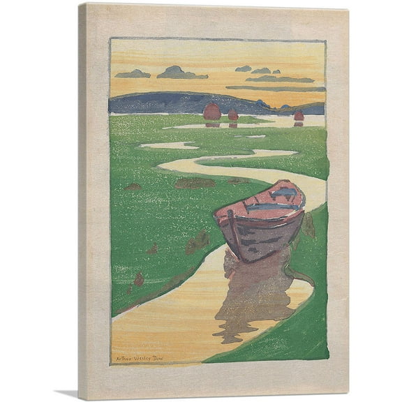 ARTCANVAS The Lost Boat 1916 Canvas Art Print by Arthur Wesley Dow - Size: 12" x 8" (0.75" Deep)