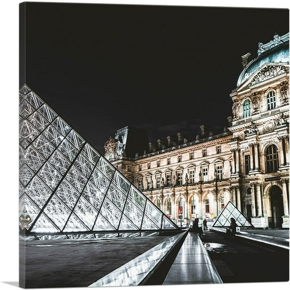 ARTCANVAS The Louvre Museum Paris France Square Canvas Art Print - Size: 18" x 18" (0.75" Deep)