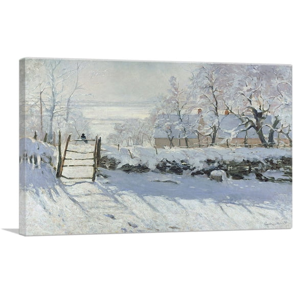 ARTCANVAS The Magpie - La Pie Canvas Art Print by Claude Monet - Size: 18" x 12" (0.75" Deep)