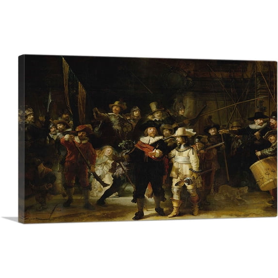 ARTCANVAS The Night Watch 1642 Canvas Art Print by Rembrandt van Rijn - Size: 60" x 40" (1.50" Deep) (3-Piece)