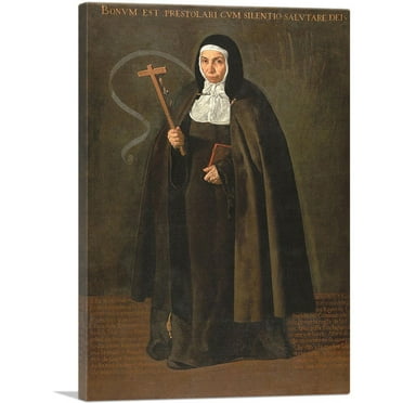 ARTCANVAS The Nun Jeronima De La Fuente 1620 Canvas Art Print by Diego Velazquez - Size: 26" x 18" (0.75" Deep)