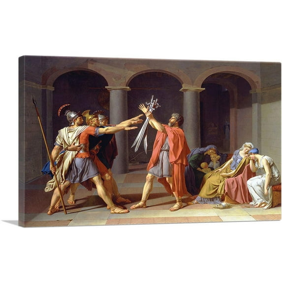 ARTCANVAS The Oath Of The Horatii 1786 Canvas Art Print by Jacques Louis David - Size: 26" x 18" (0.75" Deep)