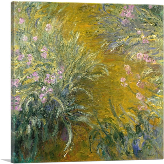 ARTCANVAS The Path through the Irises 1914 Canvas Art Print by Claude Monet - Size: 18" x 18" (0.75" Deep)