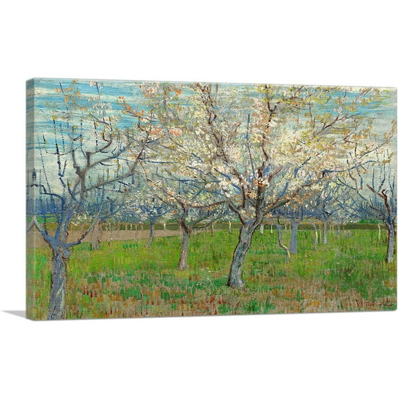 ARTCANVAS The Pink Orchard 1888 Canvas Art Print by Vincent Van Gogh - Size: 26" x 18" (0.75" Deep)