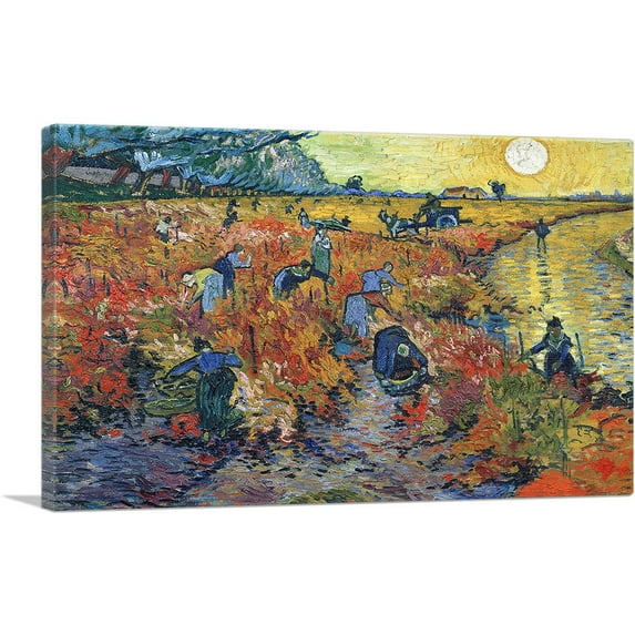 ARTCANVAS The Red Vineyard at Arles 1888 Canvas Art Print by Vincent Van Gogh - Size: 18" x 12" (0.75" Deep)