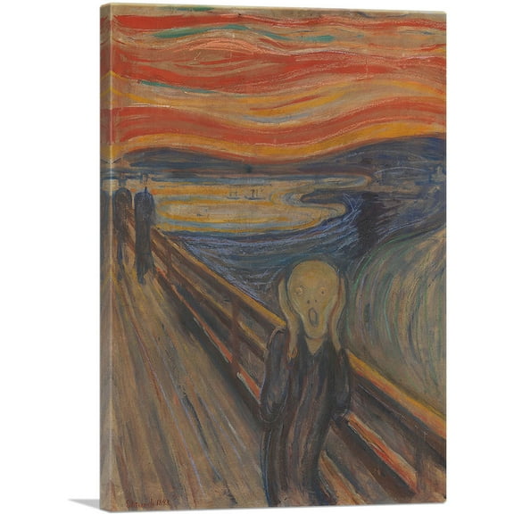 ARTCANVAS The Scream 1893 Canvas Art Print by Edvard Munch - Size: 12" x 8" (0.75" Deep)