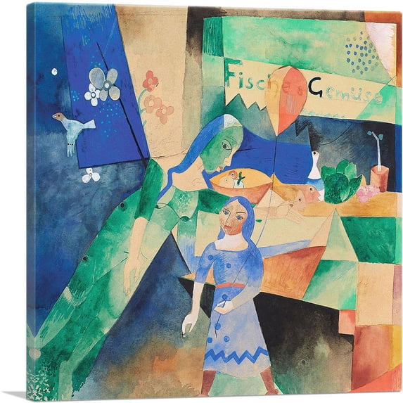 ARTCANVAS The Shop Window 1919 Canvas Art Print by Heinrich Campendonk - Size: 26" x 26" (1.50" Deep)