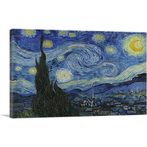 ARTCANVAS The Starry Night - Rectangle 1889 Canvas Art Print by Vincent Van Gogh - Size: 40" x 26" (1.50" Deep)