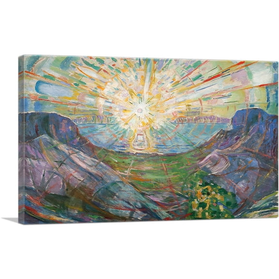 ARTCANVAS The Sun 1911 Canvas Art Print by Edvard Munch - Size: 12" x 8" (0.75" Deep)