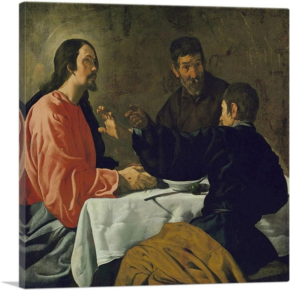 ARTCANVAS The Supper At Emmaus 1622 Canvas Art Print by Diego Velazquez - Size: 18" x 18" (0.75" Deep)