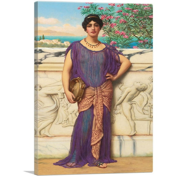ARTCANVAS The Tambourine Girl 1906 Canvas Art Print by John William Godward - Size: 26" x 18" (0.75" Deep)